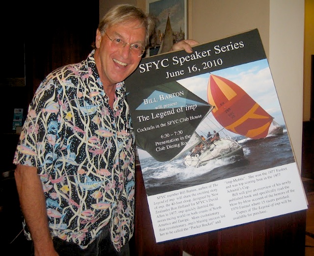 Bill Barton, Author of the Legend of imp, pictured with a poster announcing the book